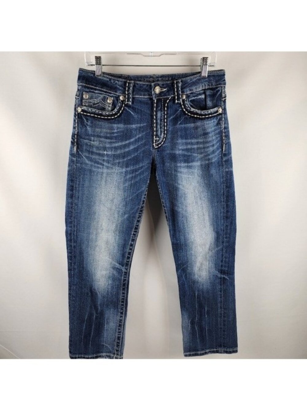 Miss Me Jeans Womens 28 Blue Capri Thick Threading JB1026P4 (28x26)